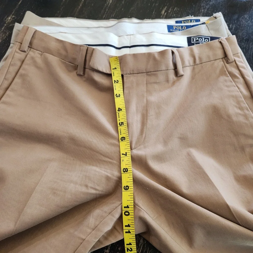 Lot 3 Polo Ralph Lauren Mens 32x32 Stretch Chino Pants Khaki Tan Straight Classi